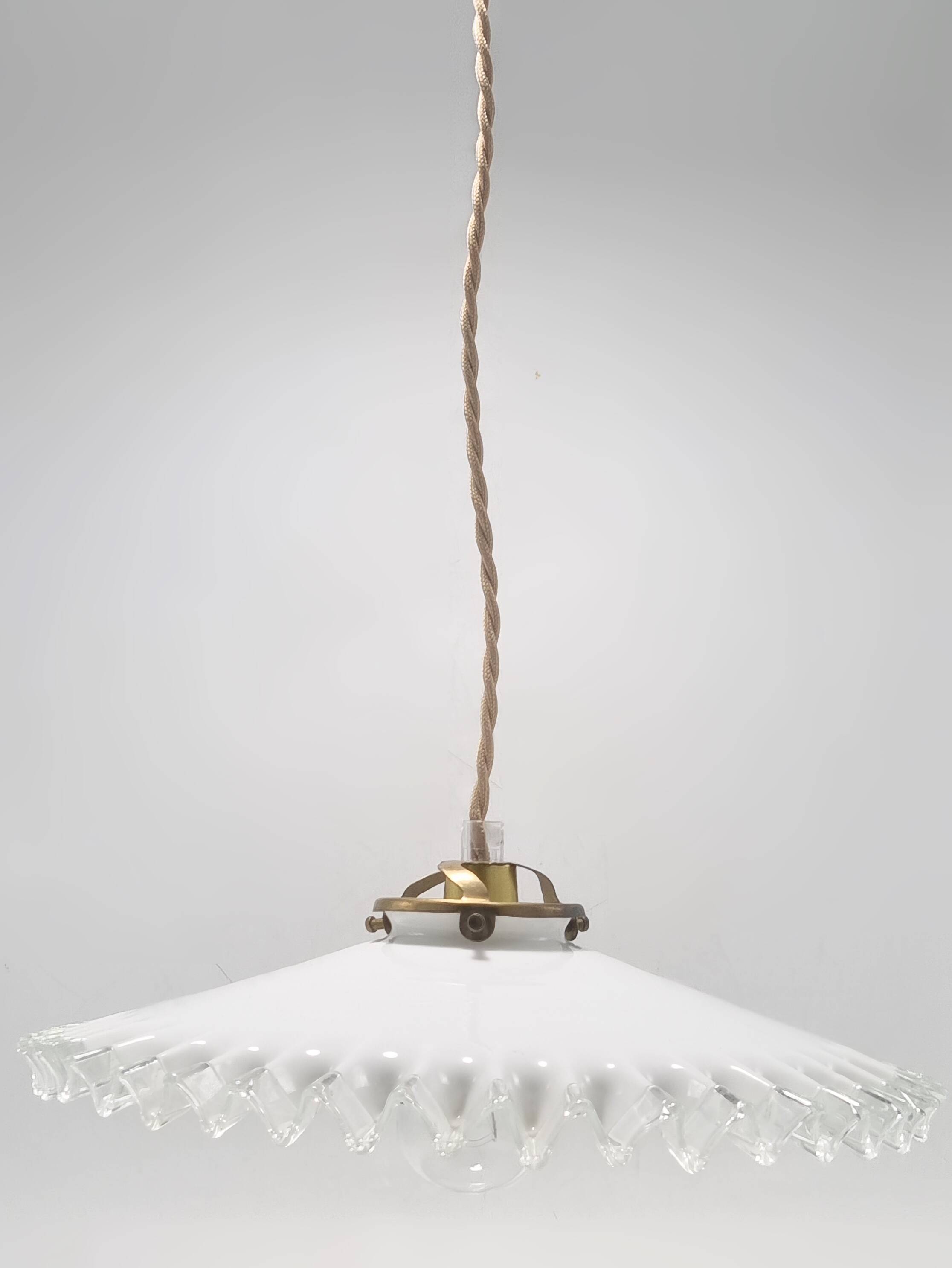 Opaline glass pendant light