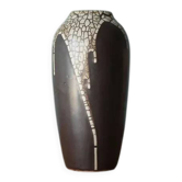Vase signé Léon Pointu, vase céramique émaillé effet peau de serpent , Poterie Saint-Amand-en-Puisaye, collection