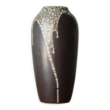 Vase signé Léon Pointu, vase céramique émaillé effet peau de serpent , Poterie Saint-Amand-en-Puisaye, collection