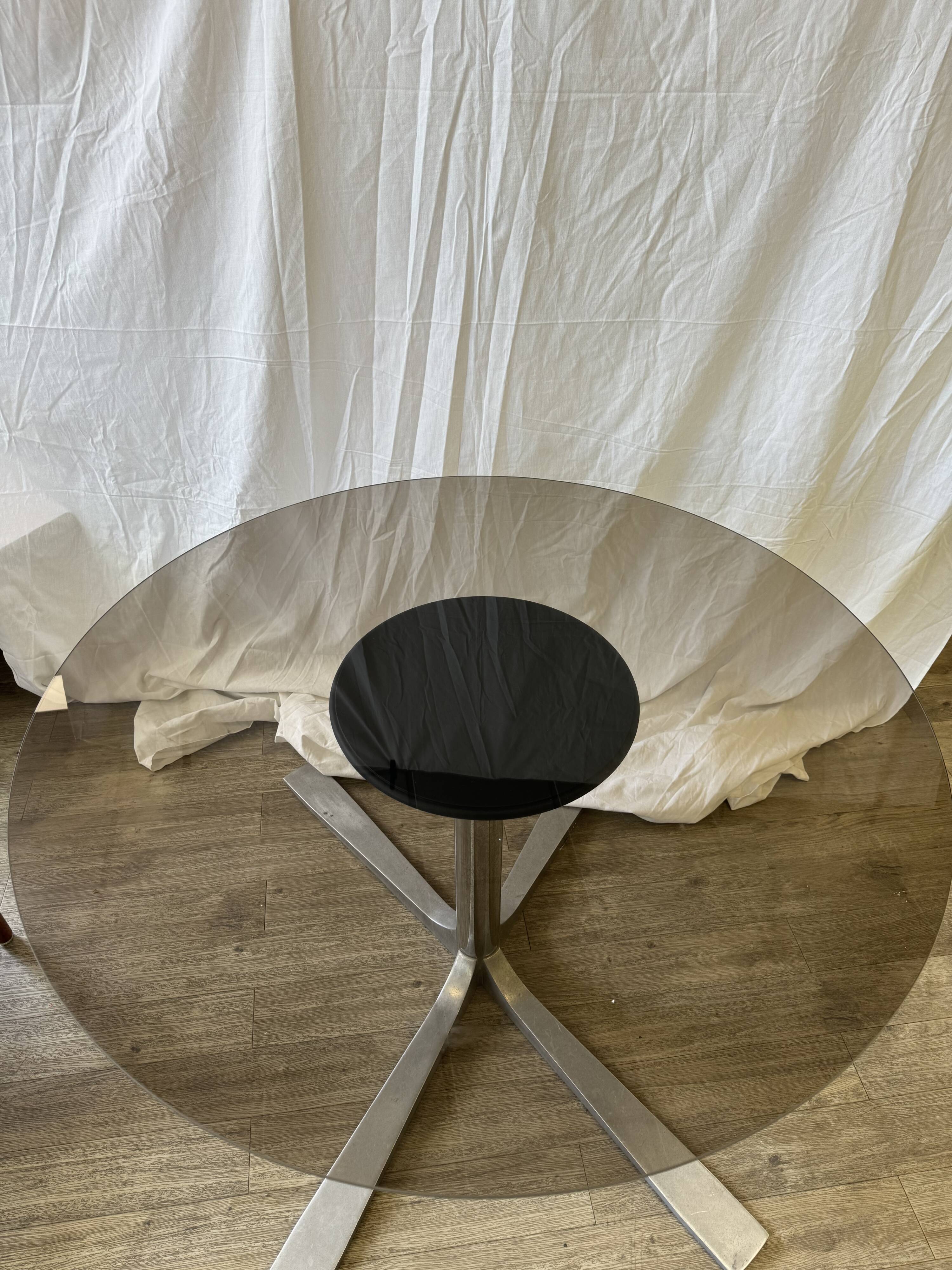 70s smoked glass coffee table