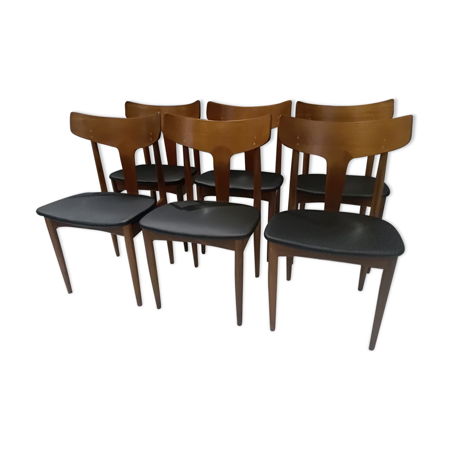 Suite of 6 scandinavian chairs teck Samcom Denmark 1960