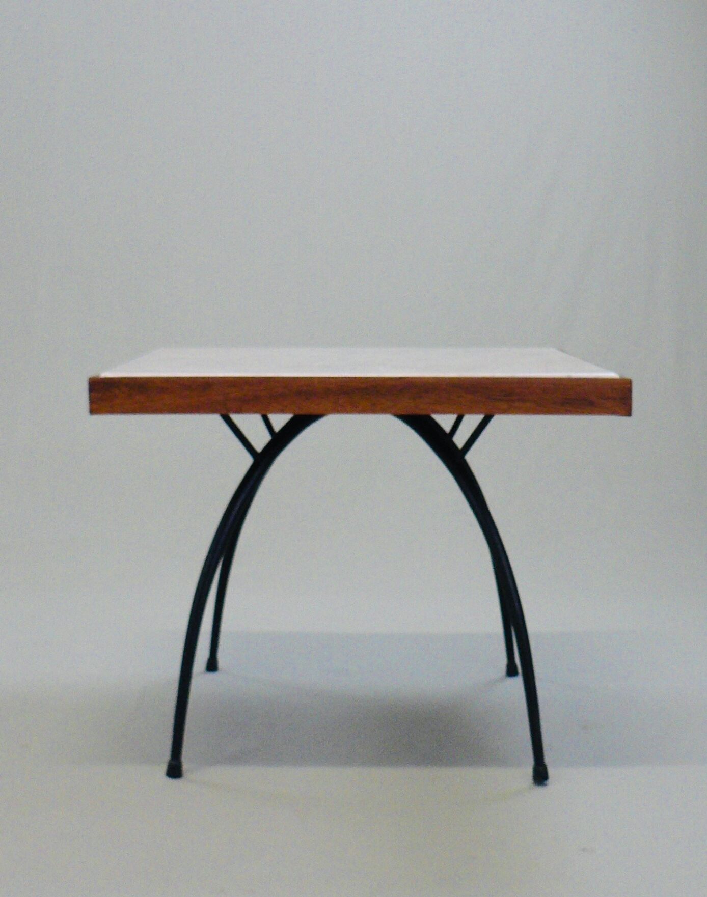 Marble and steel side table