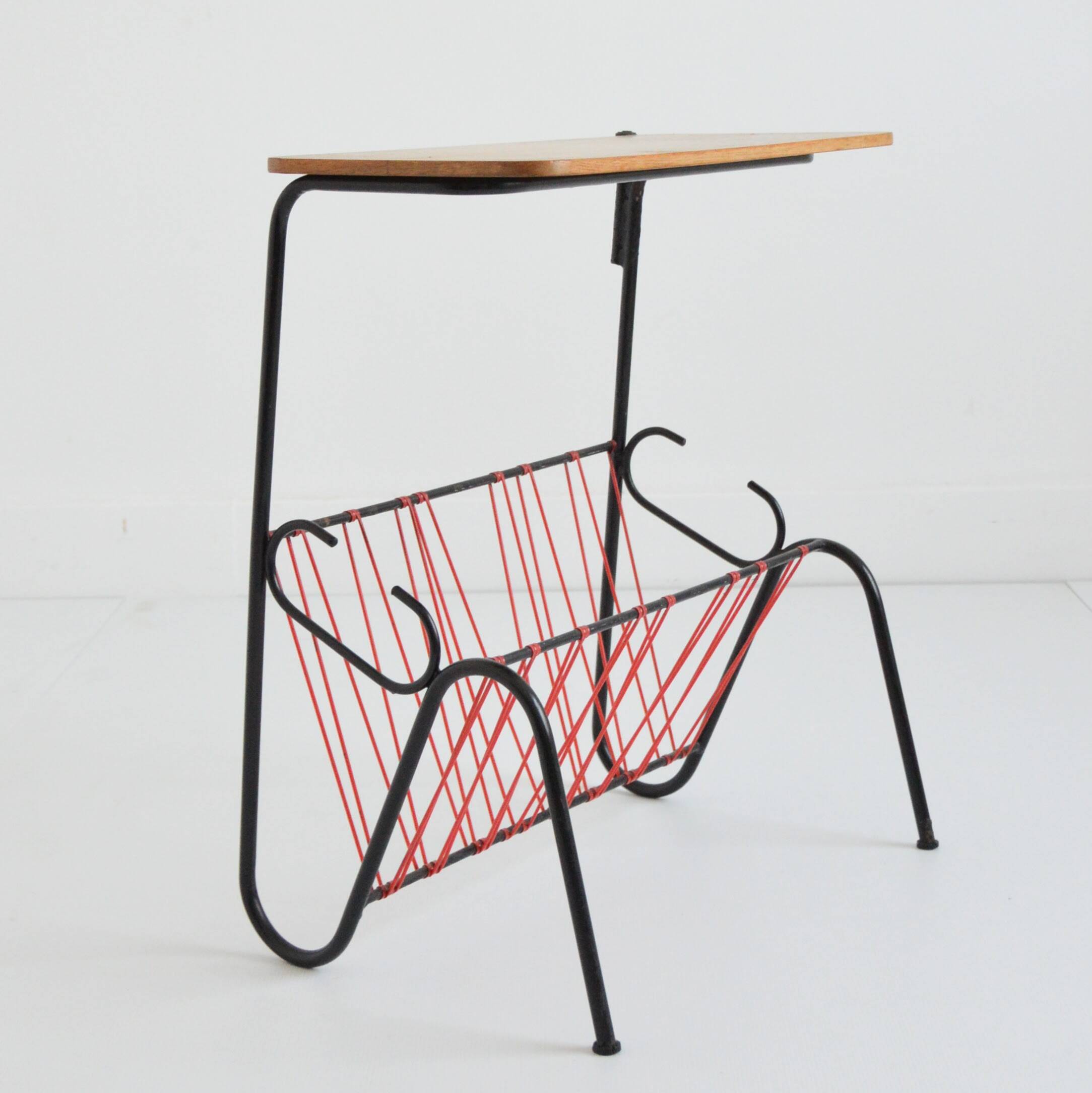 Side table / Scoubidou magazine rack 1950 vintage