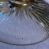 Holophane glass and brass wall light