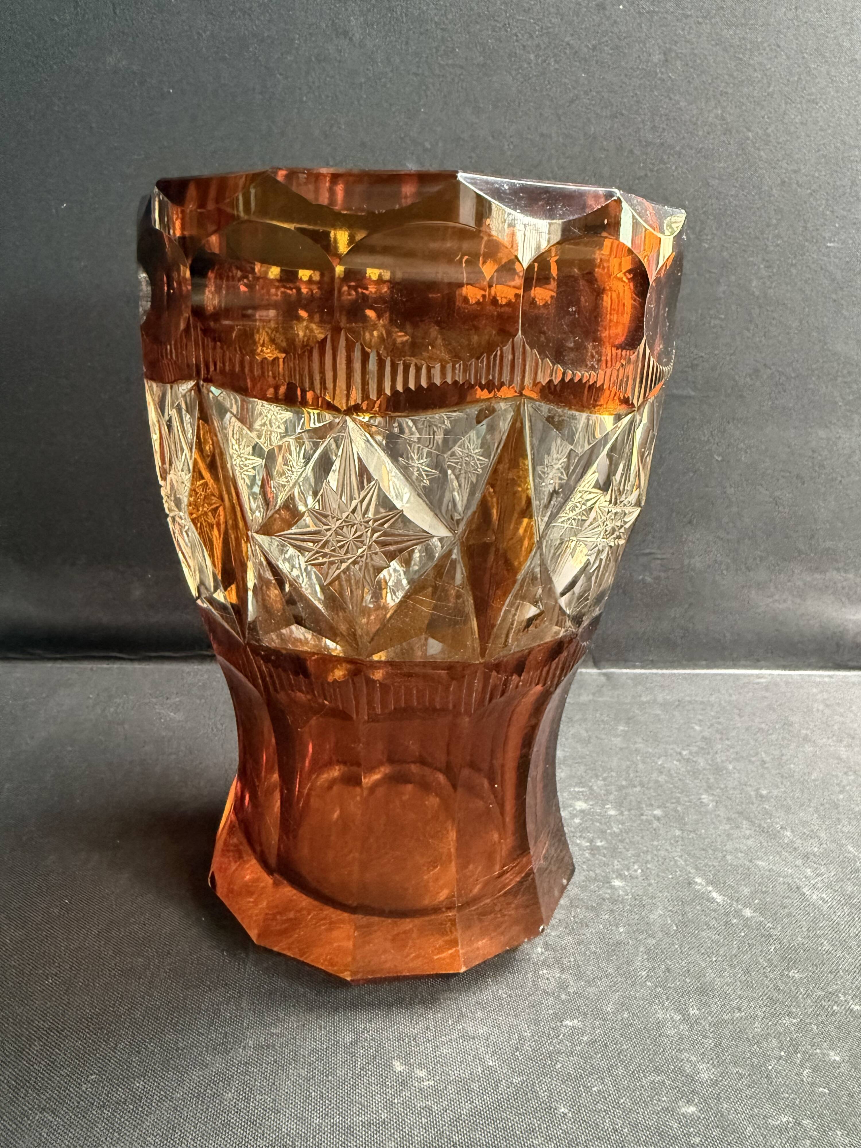 Amber Crystal Vase – Bohemia