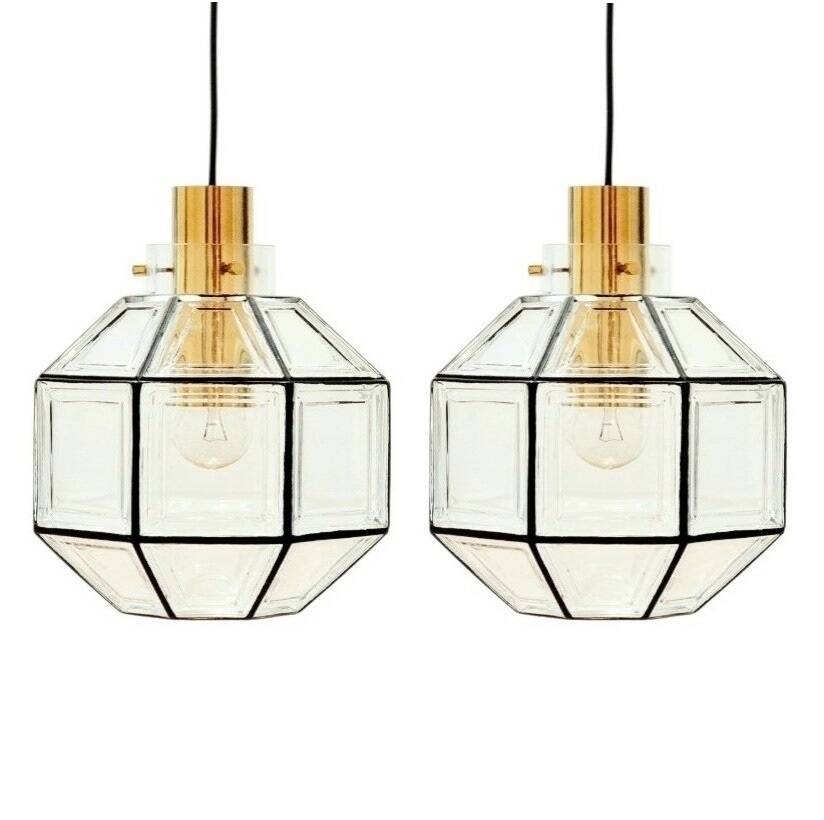 Pair of Mid-Century Glass Ceiling Lights from Limburg, Germany, 1960s