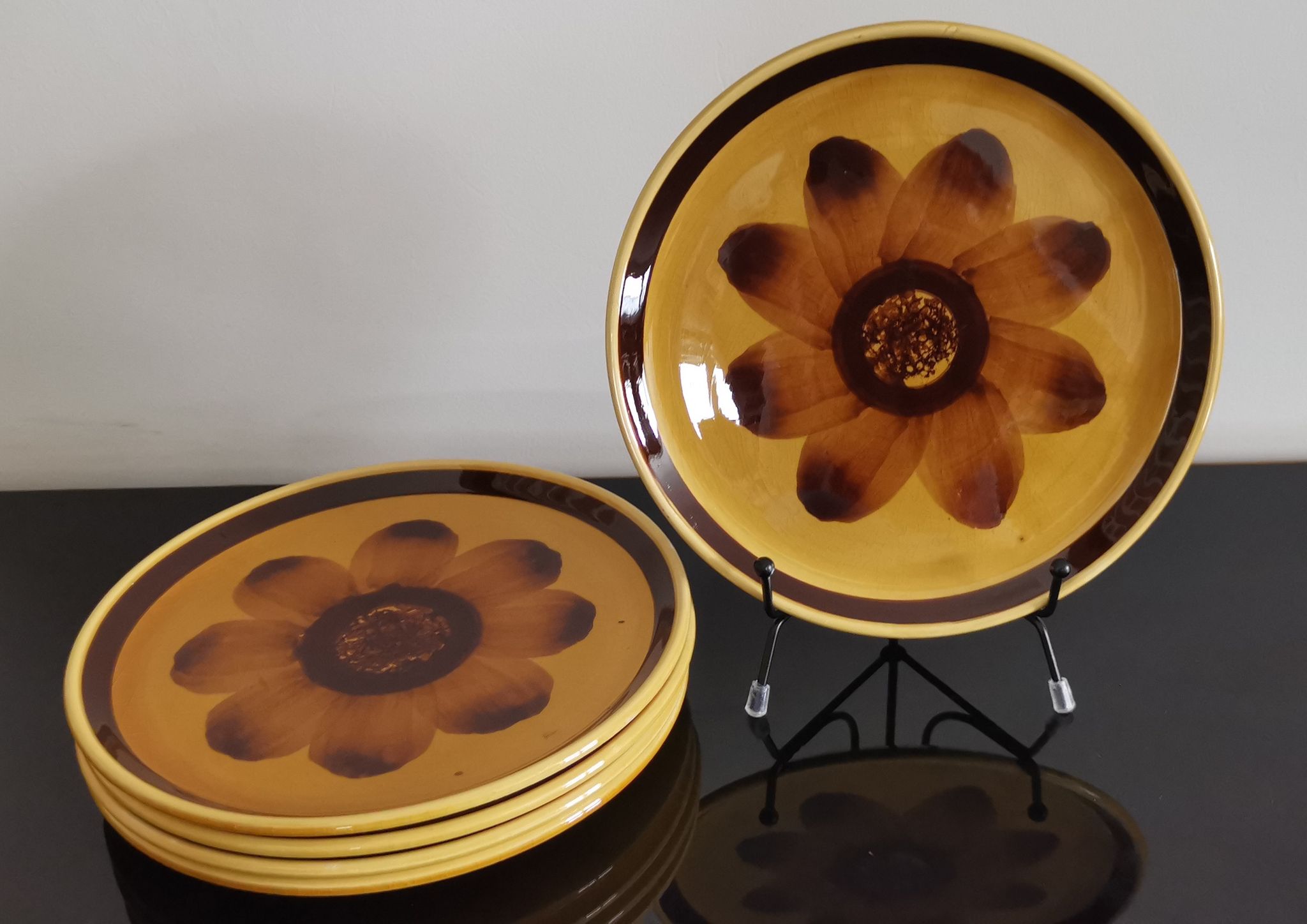 5 dessert plates in vintage ceramic Sarreguemines "Rimini"