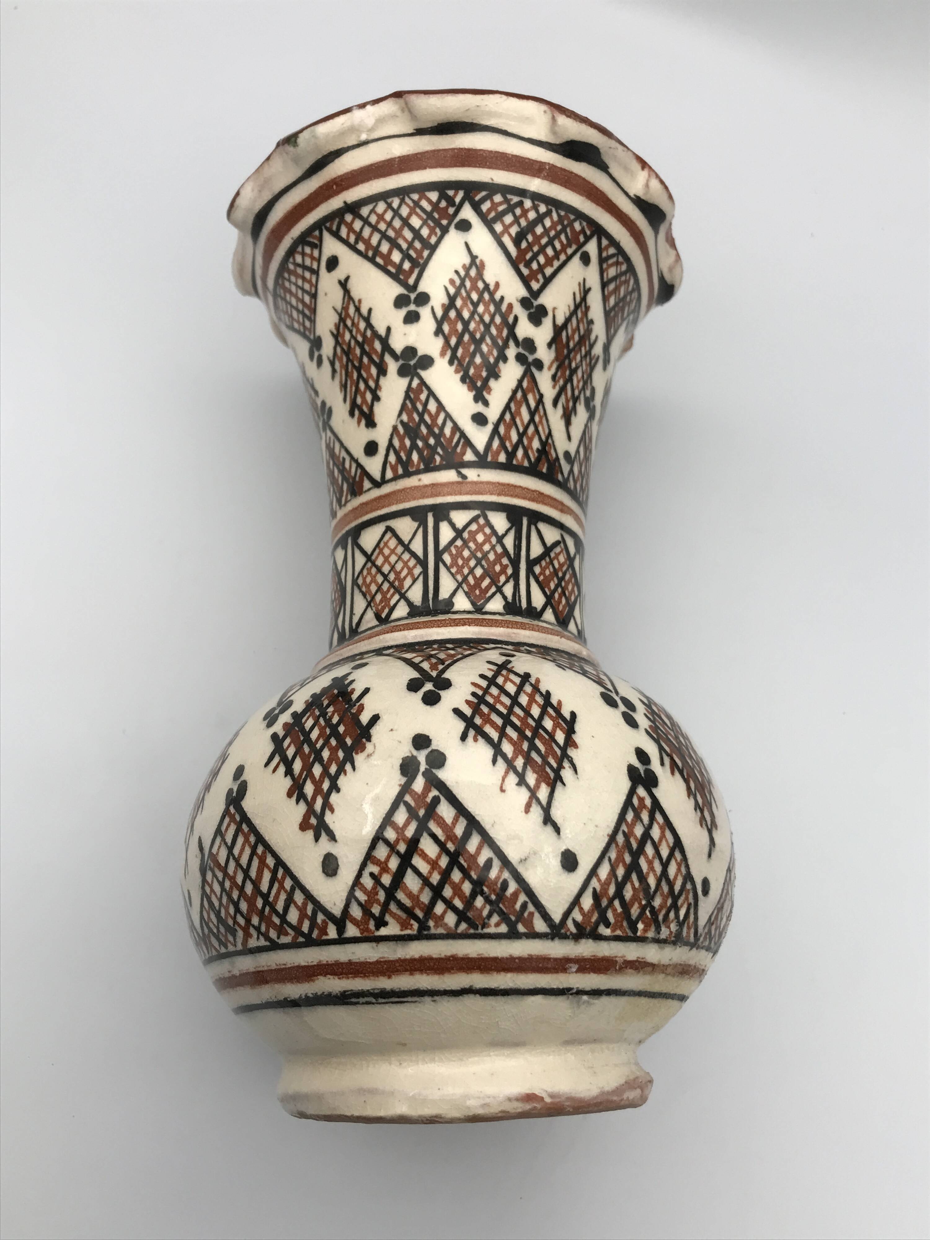 Vintage safi glazed ceramic vase with collar