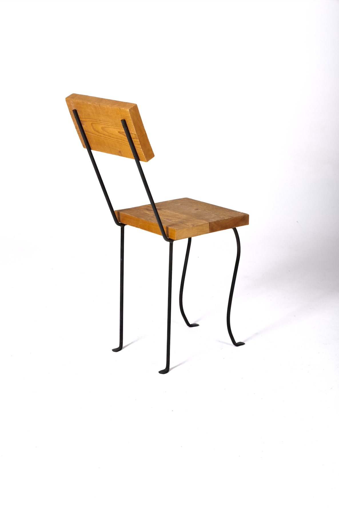 Chair in wood and black metal, 1990s