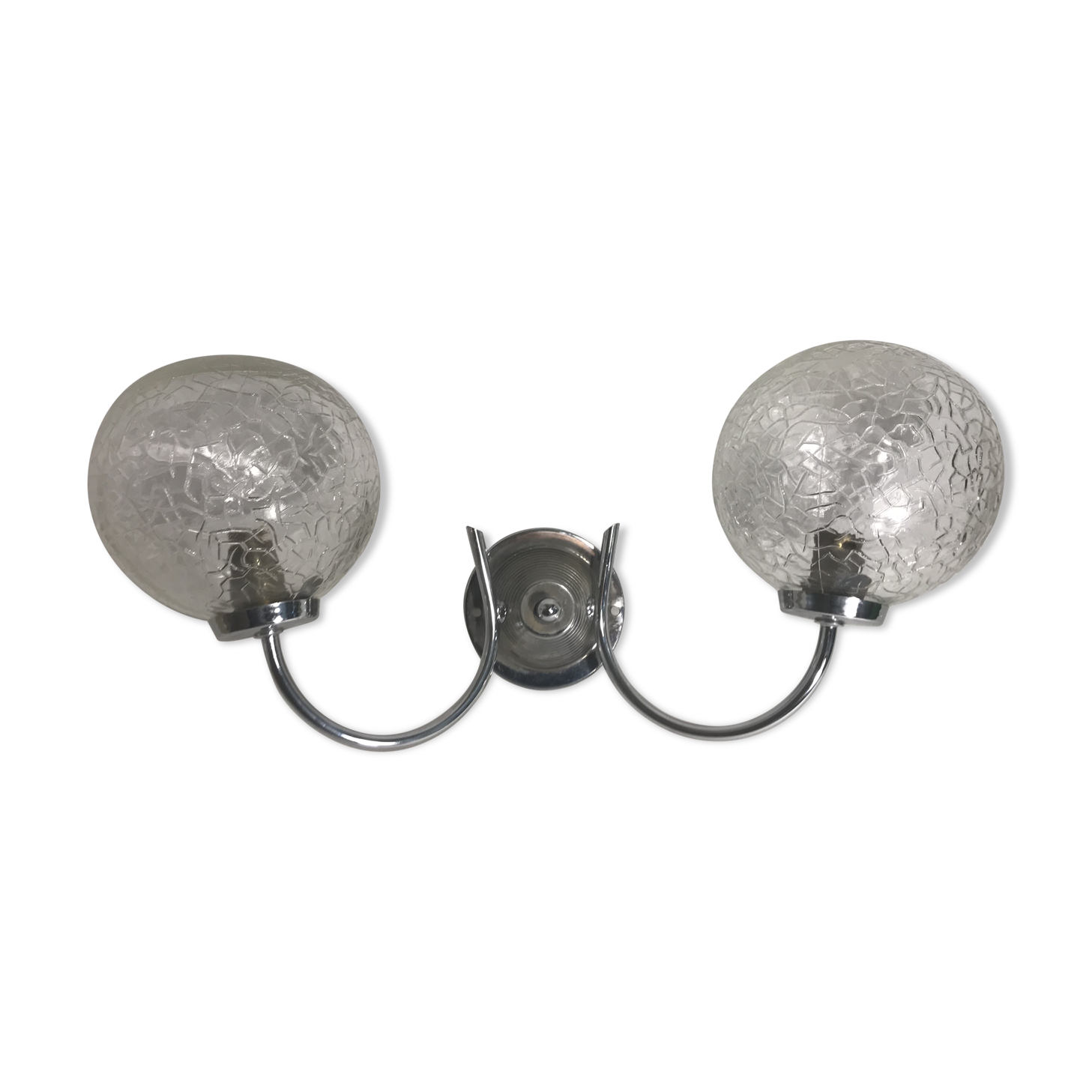 Apply double ball glass chrome metal stand 70s vintage