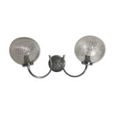 Applique double boule verre moulé support métal chromé années 70 vintage