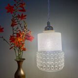 Vintage globe pendant light in white and transparent glass