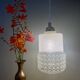 Vintage globe pendant light in white and transparent glass