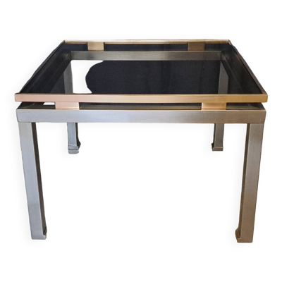 Table basse Guy Lefèvre en acier et laiton