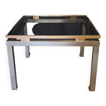 Guy Lefèvre coffee table in steel and brass