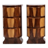 Paire de tables de chevet Art Déco en bois de hêtre & palissandre