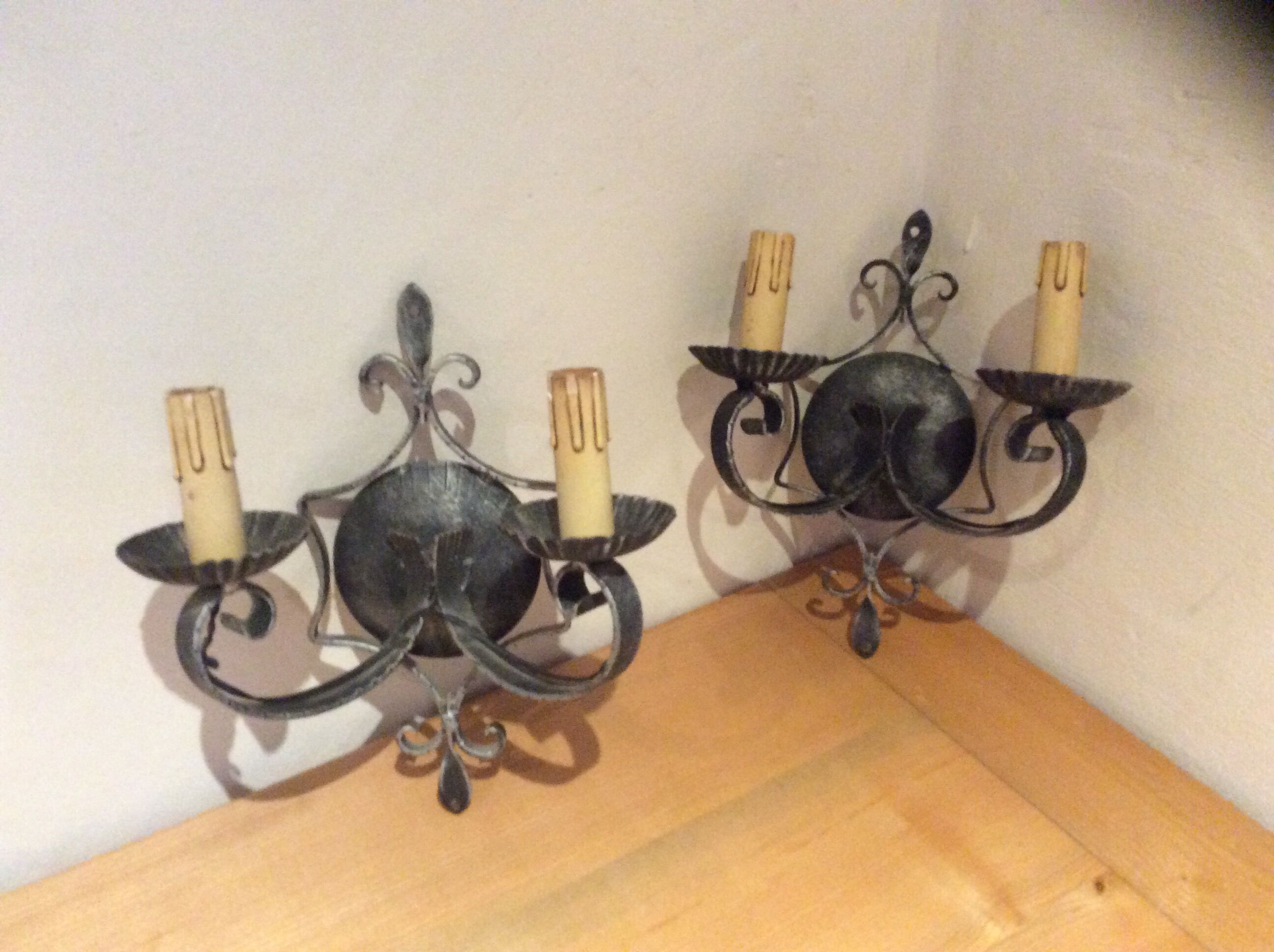 Pair of wrought iron sconces