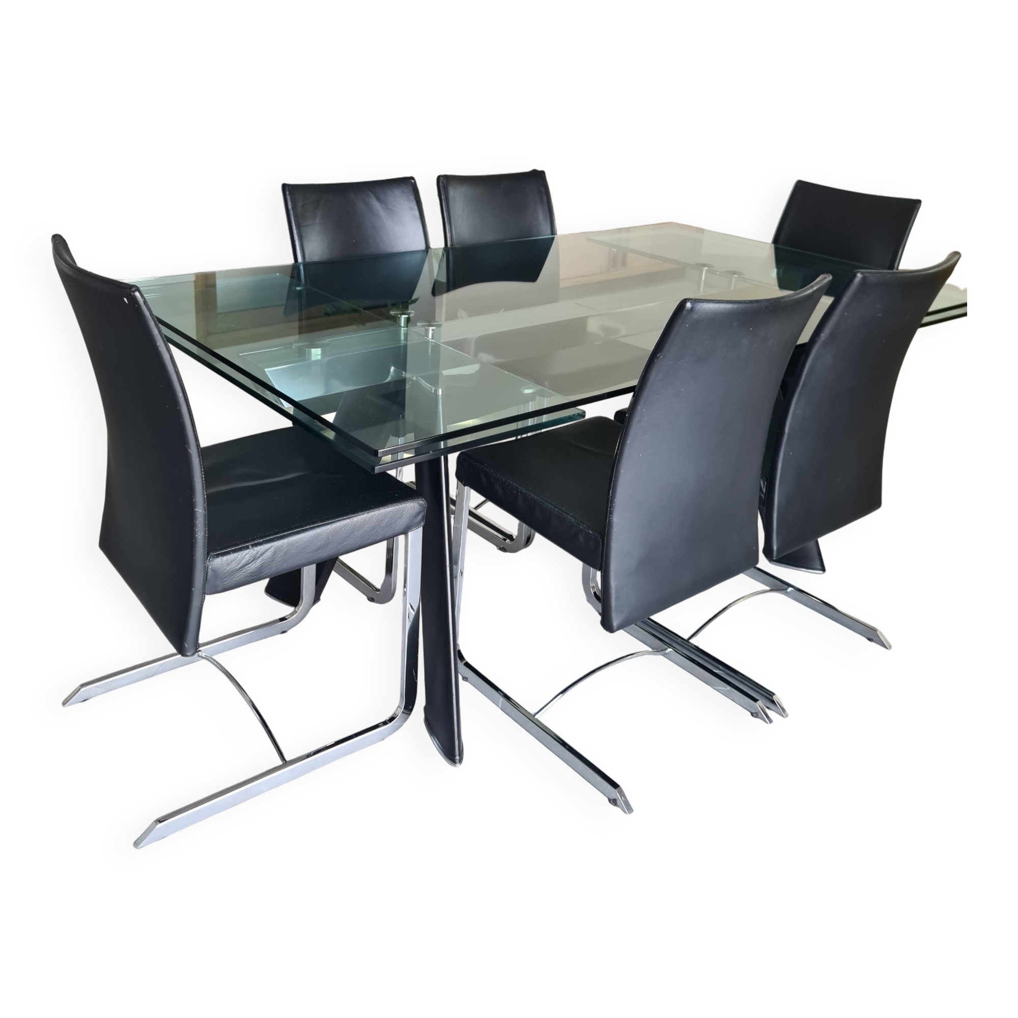 Roche Bobois crystal glass Chronos extendable table 160 - 240 cm