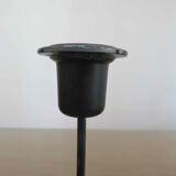 Pair of modernist candle holders in black lacquered metal 60s 70s