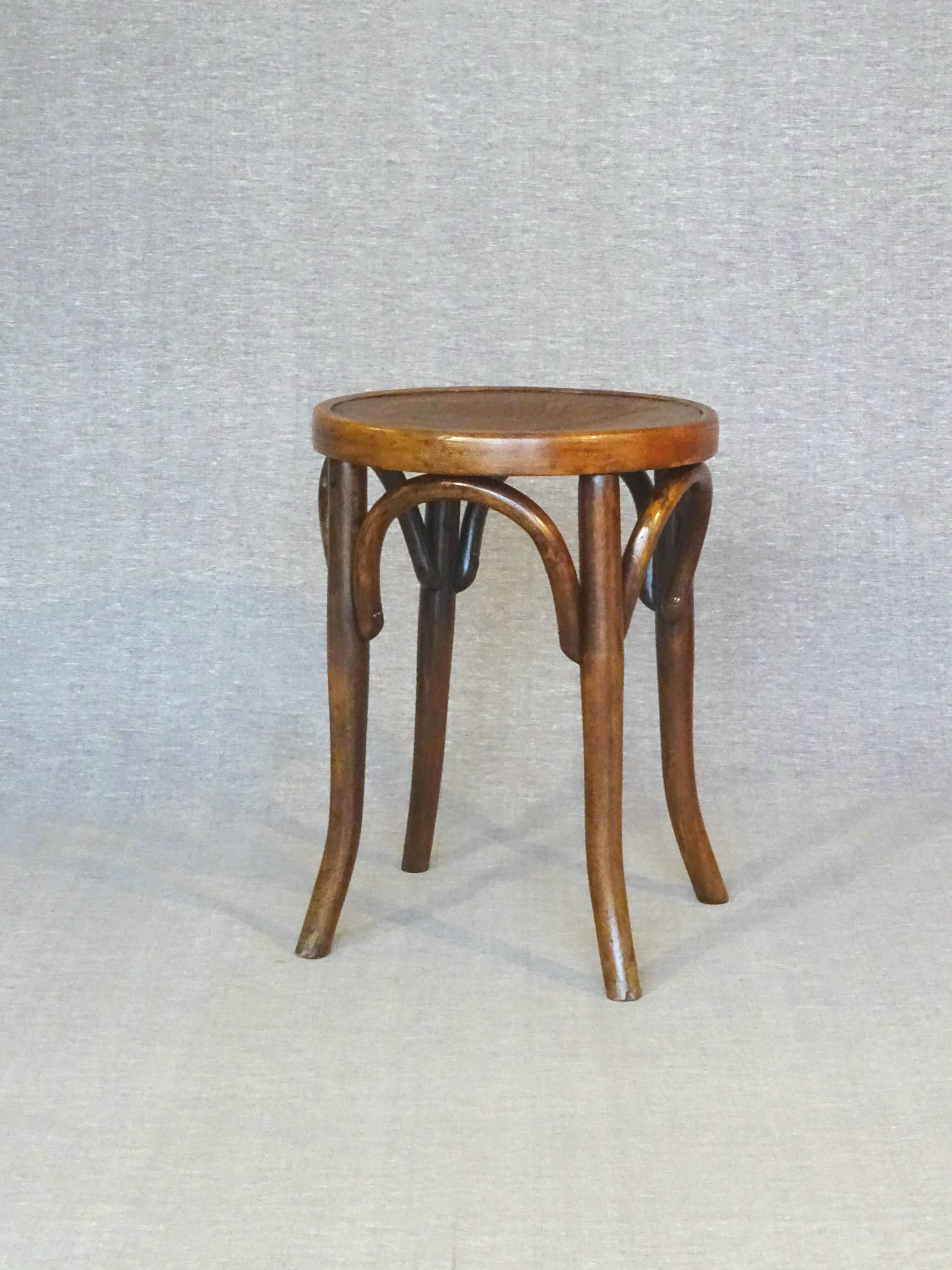 Low bistro stool by Mundus circa 1910 art nouveau.