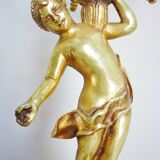 Candelabra, 6-pointed candlestick, marble, bronze, putti decoration, putto