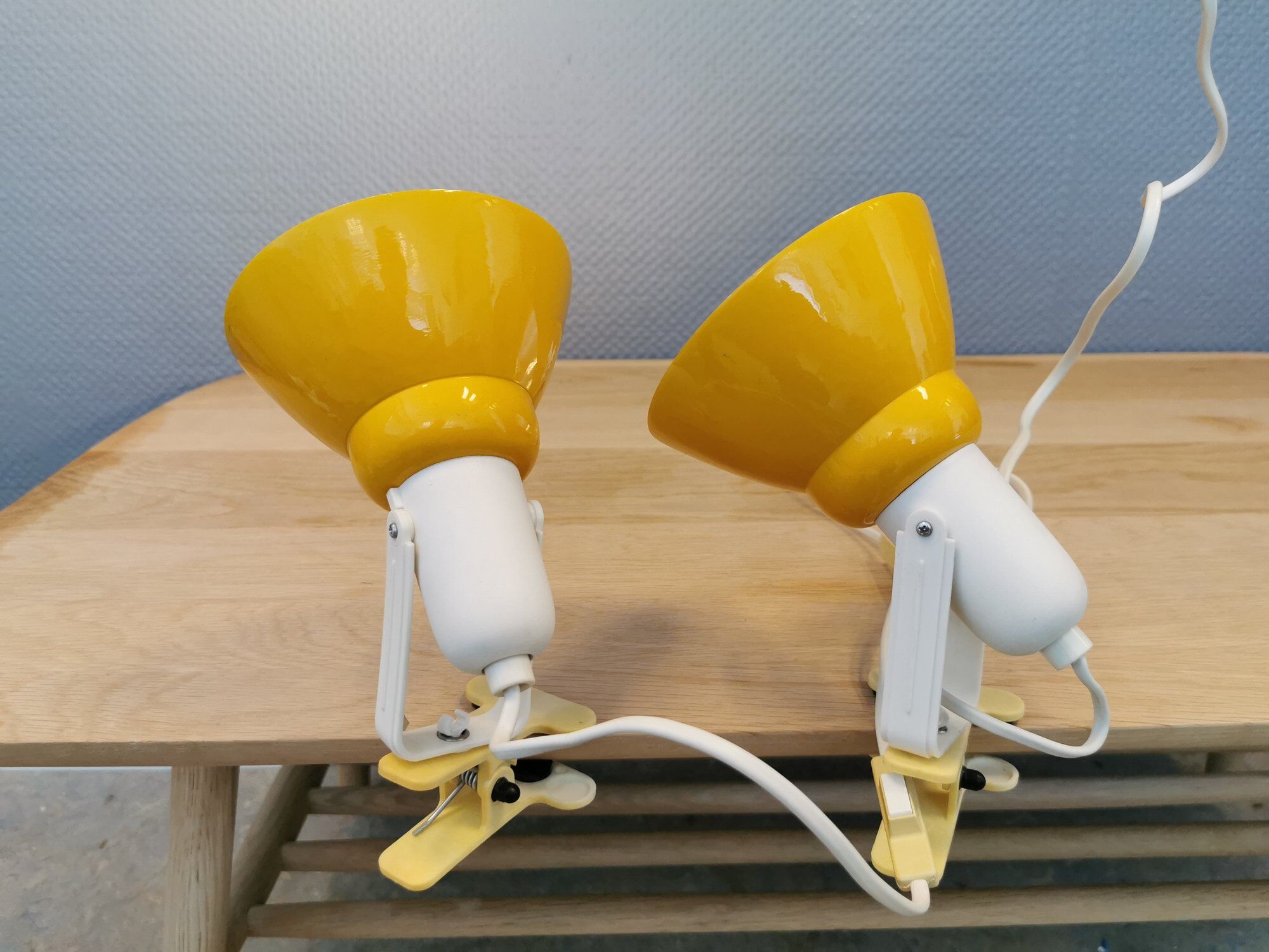 Two vintage Ikea, shelf/rack/clip lamps