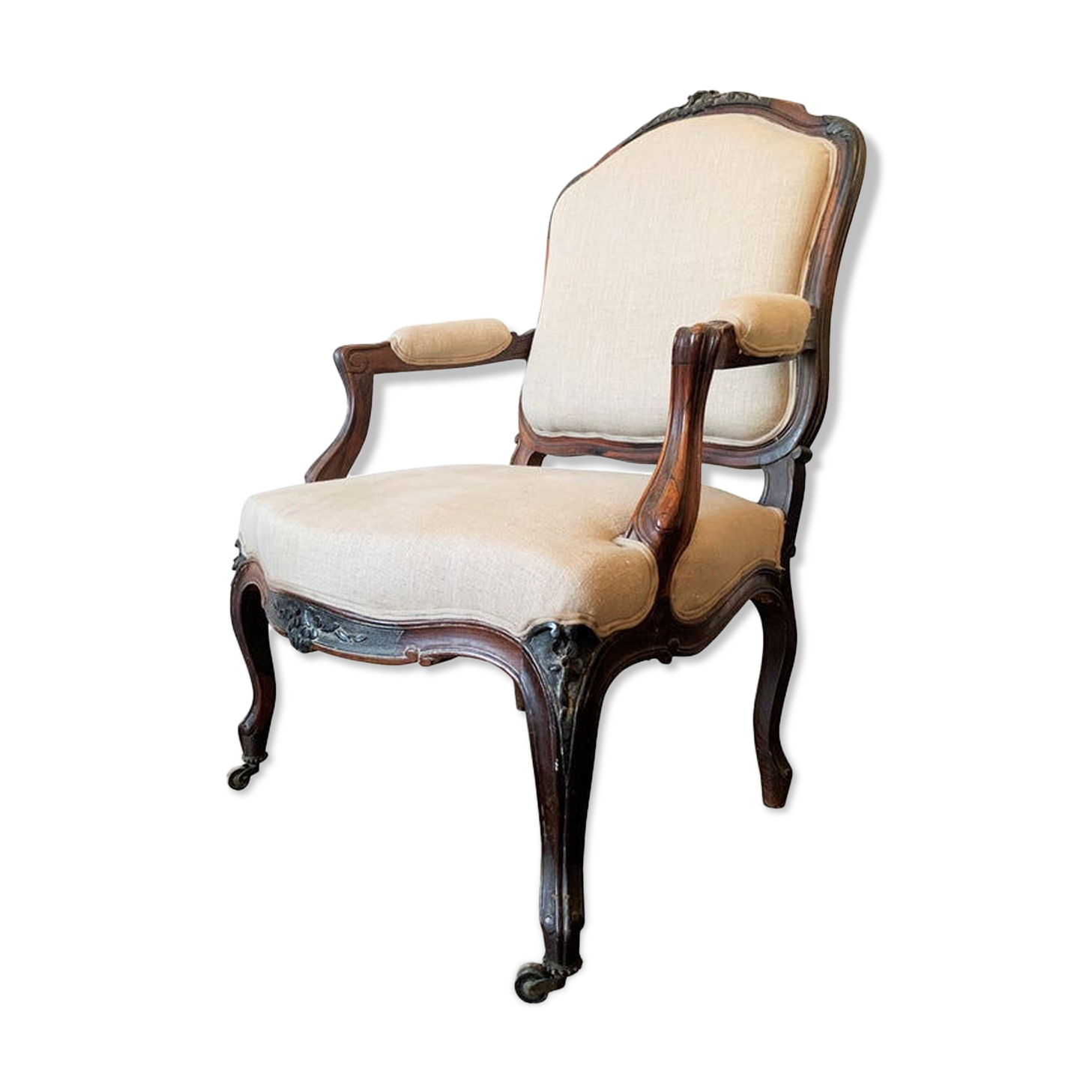 Fauteuil à la reine, style Louis XV, XIXème siècle