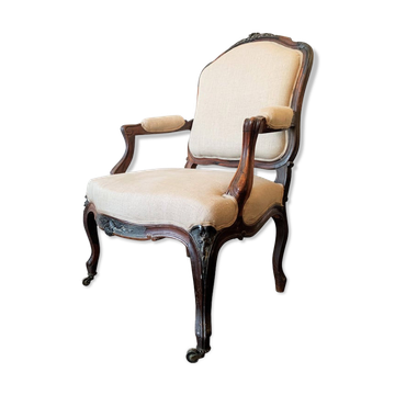 Fauteuil à la reine, style Louis XV, XIXème siècle
