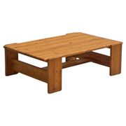 Table basse architecturale en pin massif années 1970