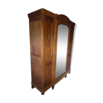 Antique wardrobe 3 doors in solid walnut / period 1920-30