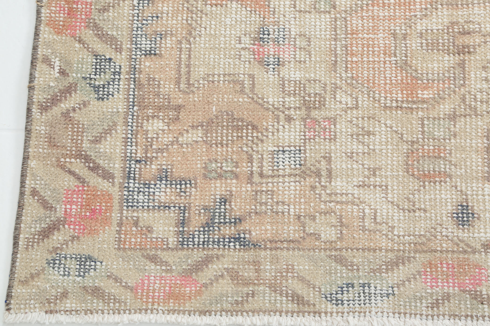 Soft Pastel Orange Wool Vintage Rug