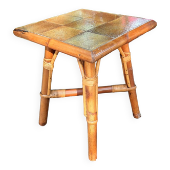 Bamboo side table/small tiles