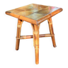 Table d'appoint bambou/ petit carreaux