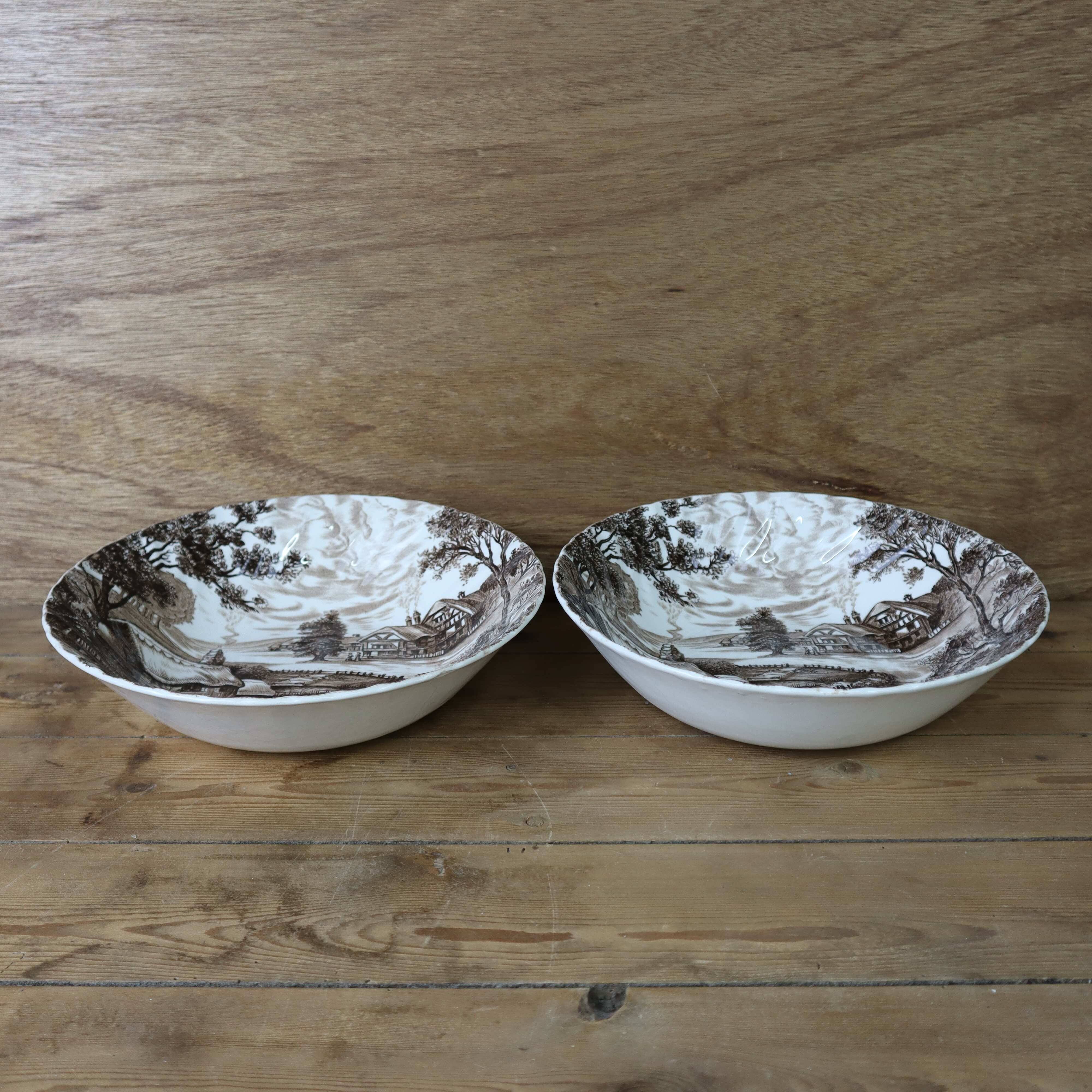 2 vintage English Staffordshire 'HAYRIDE' salad bowls