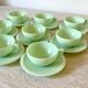 Art Deco cups in green opaline
