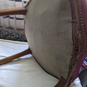 Set of Louis XV Cabriolet Chairs – Carved Wood & Bordeaux Leather