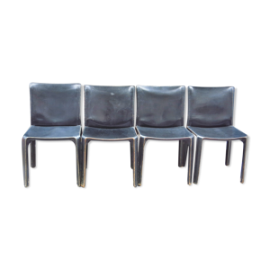 Quatre chaises Cab noires Mario bellini cassina