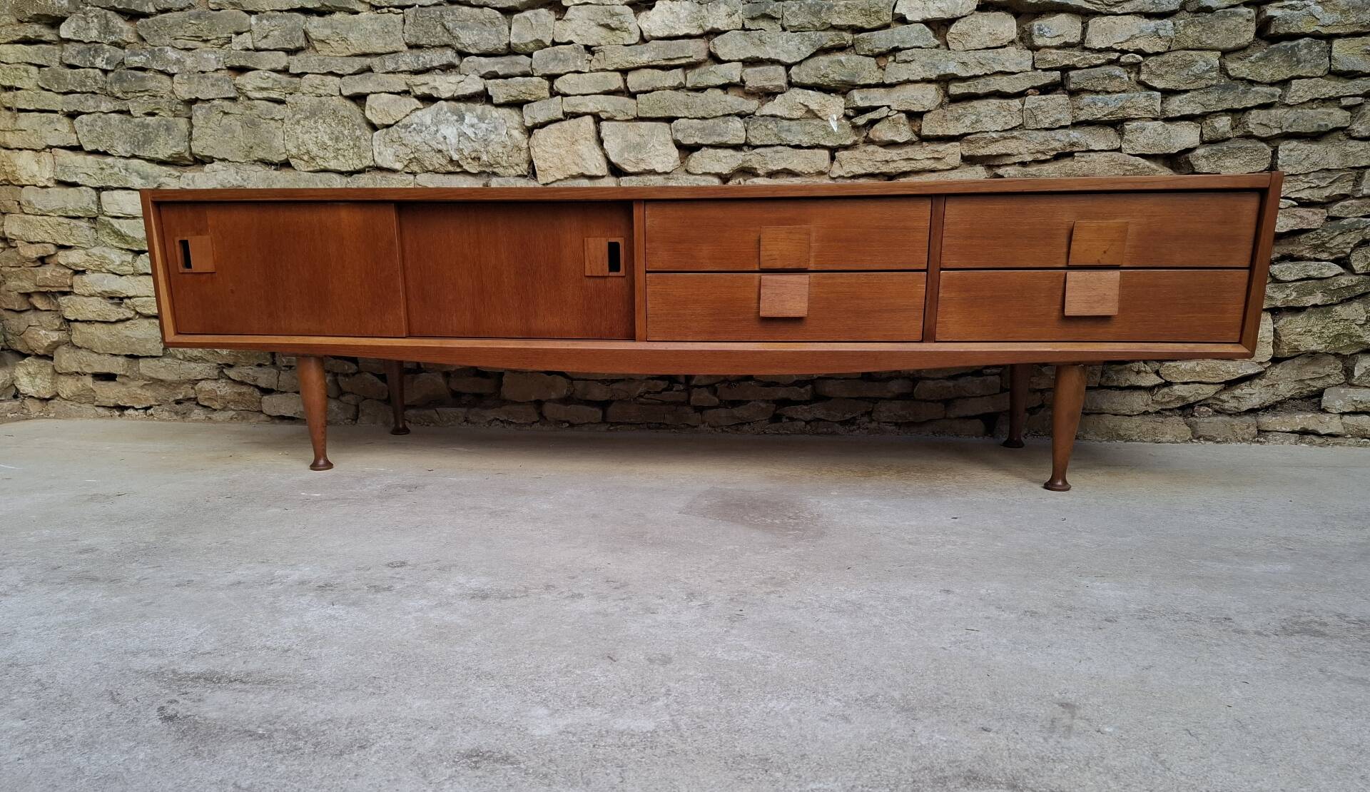 Low teak sideboard 200cm