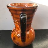 Ancient Vase With Autumn Ceramics Brown - Decor Leaves 70s Vintage