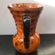 Ancient Vase With Autumn Ceramics Brown - Decor Leaves 70s Vintage