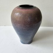 Vase en céramique à couverte Marron Bleue - 19cm