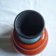 Vase vintage en céramique rouge orangé et bleu