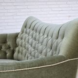 1960s, Danish 2-seater sofa, light green furniture velour, ash wood.