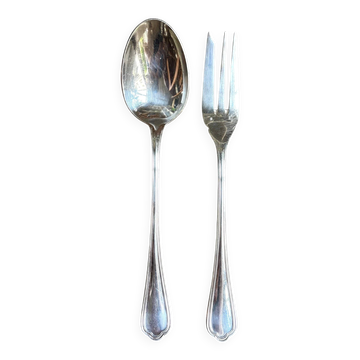 2 Christofle silver-plated serving cutlery, "Spatours" pattern.