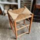 Tabouret haut en paille tressée et bois