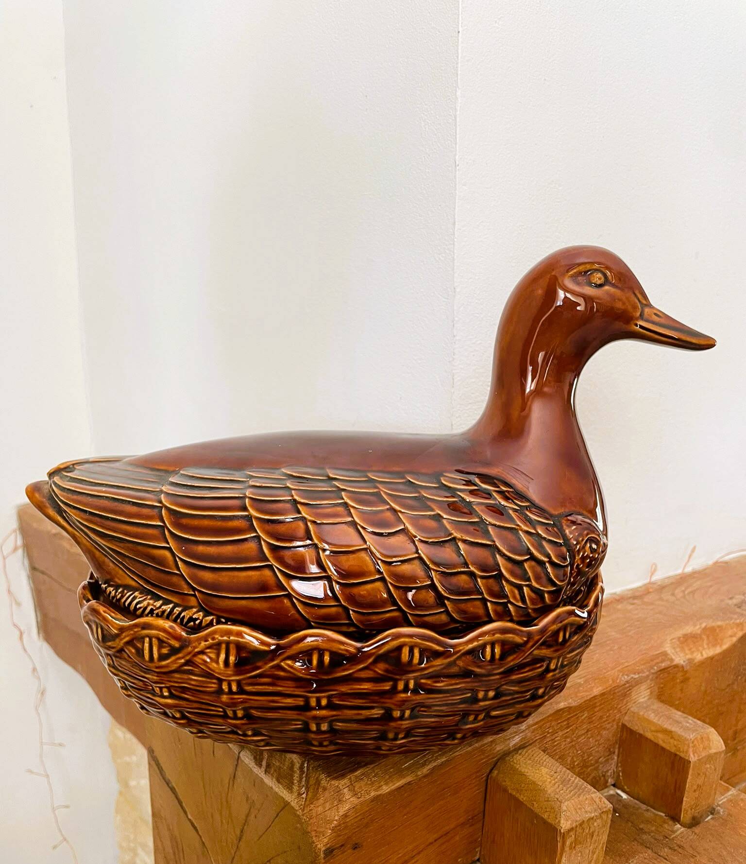 Plat barbotine canard vintage