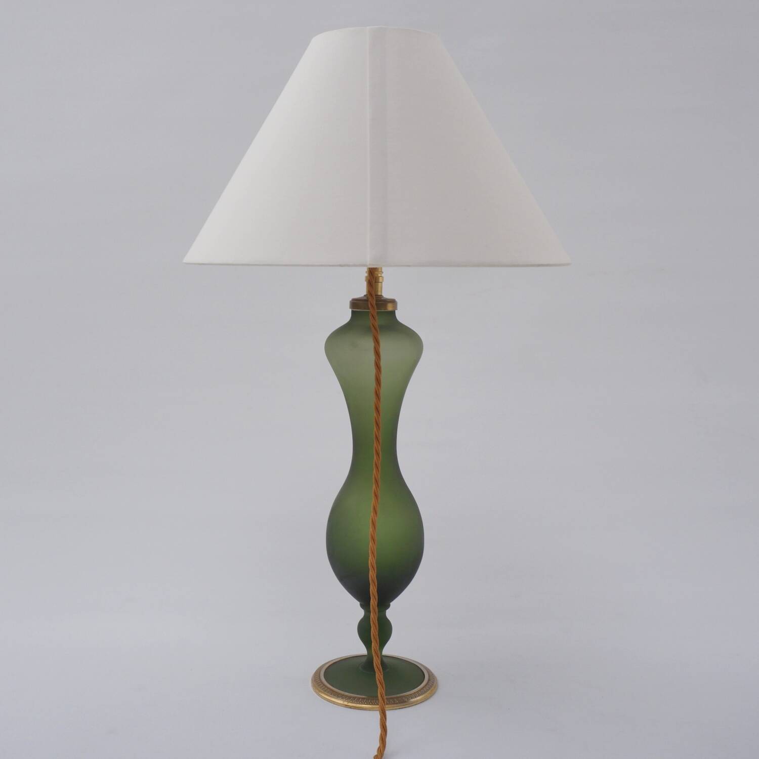 Antique table lamp in Art Nouveau glass by Baccarat and ormolu, 1890s, French.
