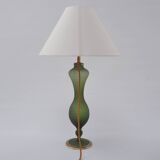 Antique table lamp in Art Nouveau glass by Baccarat and ormolu, 1890s, French.