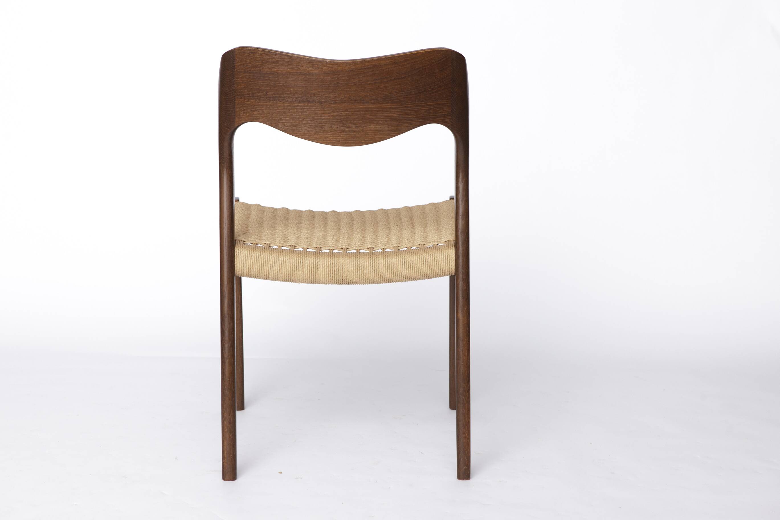 1 de 4 Chaise vintage Niels Otto Møller, Modèle 71, Chêne foncé, Corde danoise