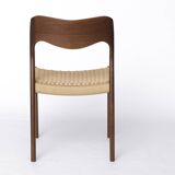 1 de 4 Chaise vintage Niels Otto Møller, Modèle 71, Chêne foncé, Corde danoise